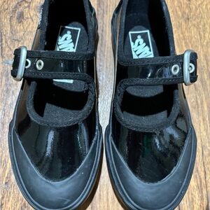 Vans Black Patent Mary Jane Kids Shoes with Buckle Strap